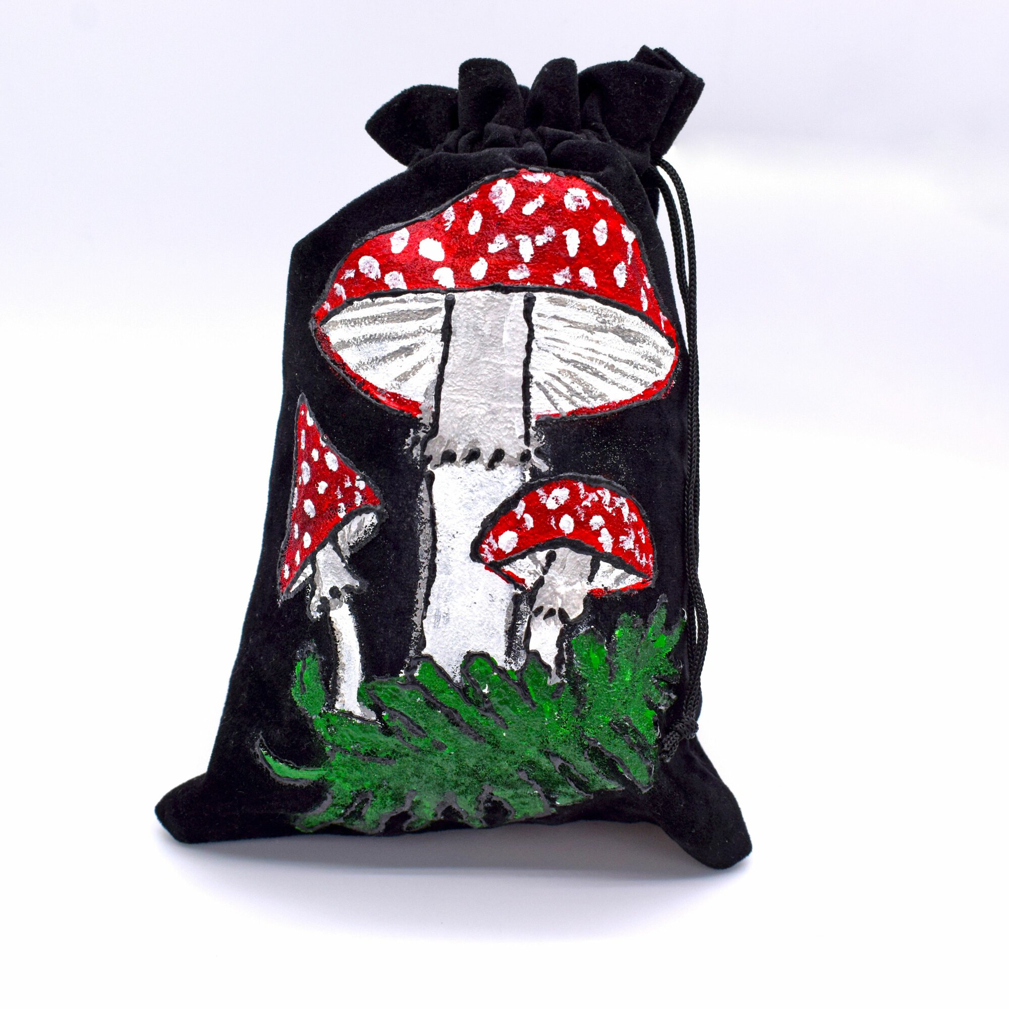 Мухомор "Amanita" Мешочек для дайсов костей рун кубиков аксессуаров ДнД D&D ручная роспись