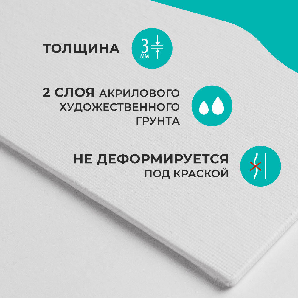 Холст на картоне Малевичъ, белые, 40x60 см, набор 2 шт, мелкое зерно — фото 1