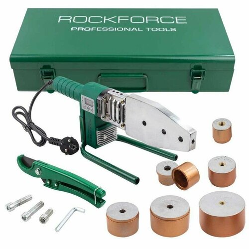 Аппарат для сварки полимерных труб 1000W 6 насадок 20 25 32 40 50 63мм ROCKFORCE 4963₽