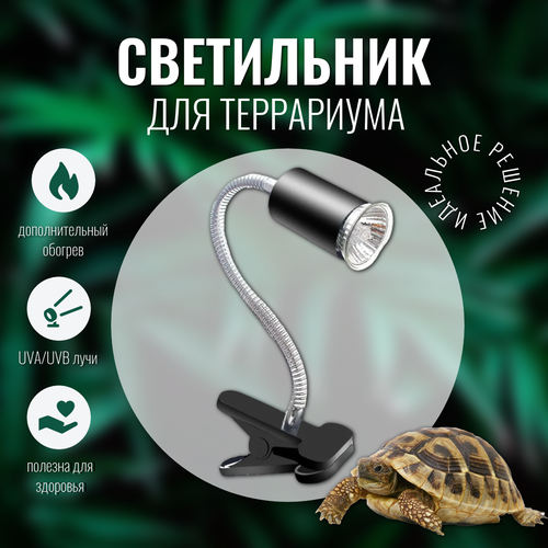 Лампа греющая для террариума: для змей и черепах, светильник для рептилий на прищепке, Maxintro