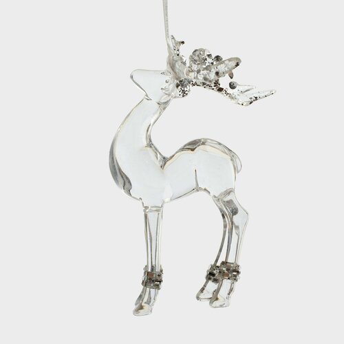 Игрушка елочная, 13 см, акрил, серебристая, Олень, Figure crystal серебристый