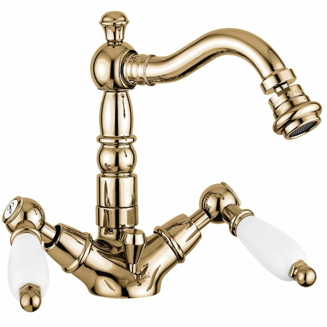 Смеситель для биде Emmevi Deco Ceramic, двухрычажный, с донным клапаном, бронза, 121614/BR