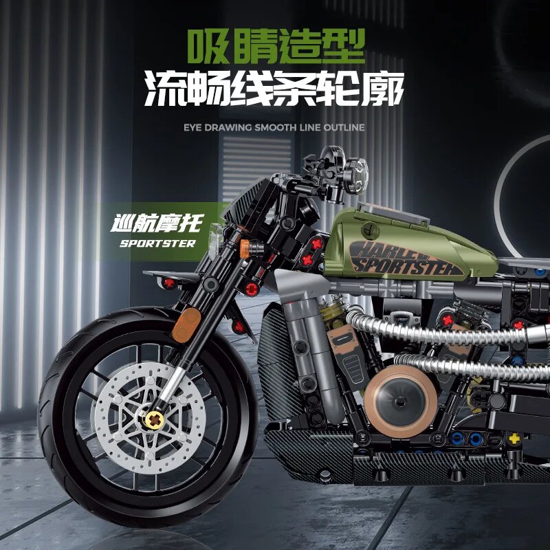 Конструктор мотоцикл Harley Technic Sportster CyunSing, Without Box, Унисекс — фото 1