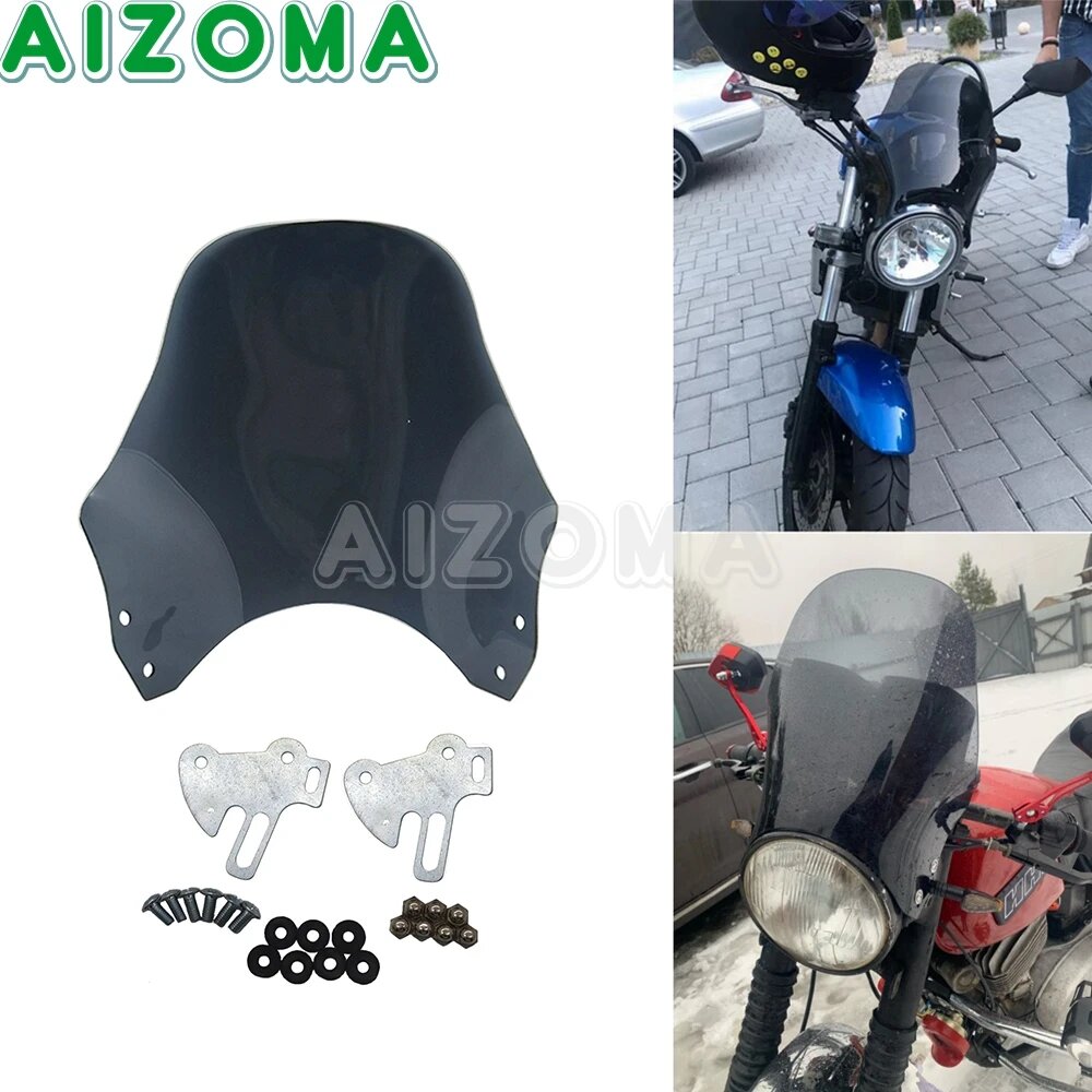 Мотоциклетная круглая фара, обтекатель, ветровое стекло для Honda CB400 SF CB600 250 750 900 1000 Smoke Kawasaki Yamaha Suzuki