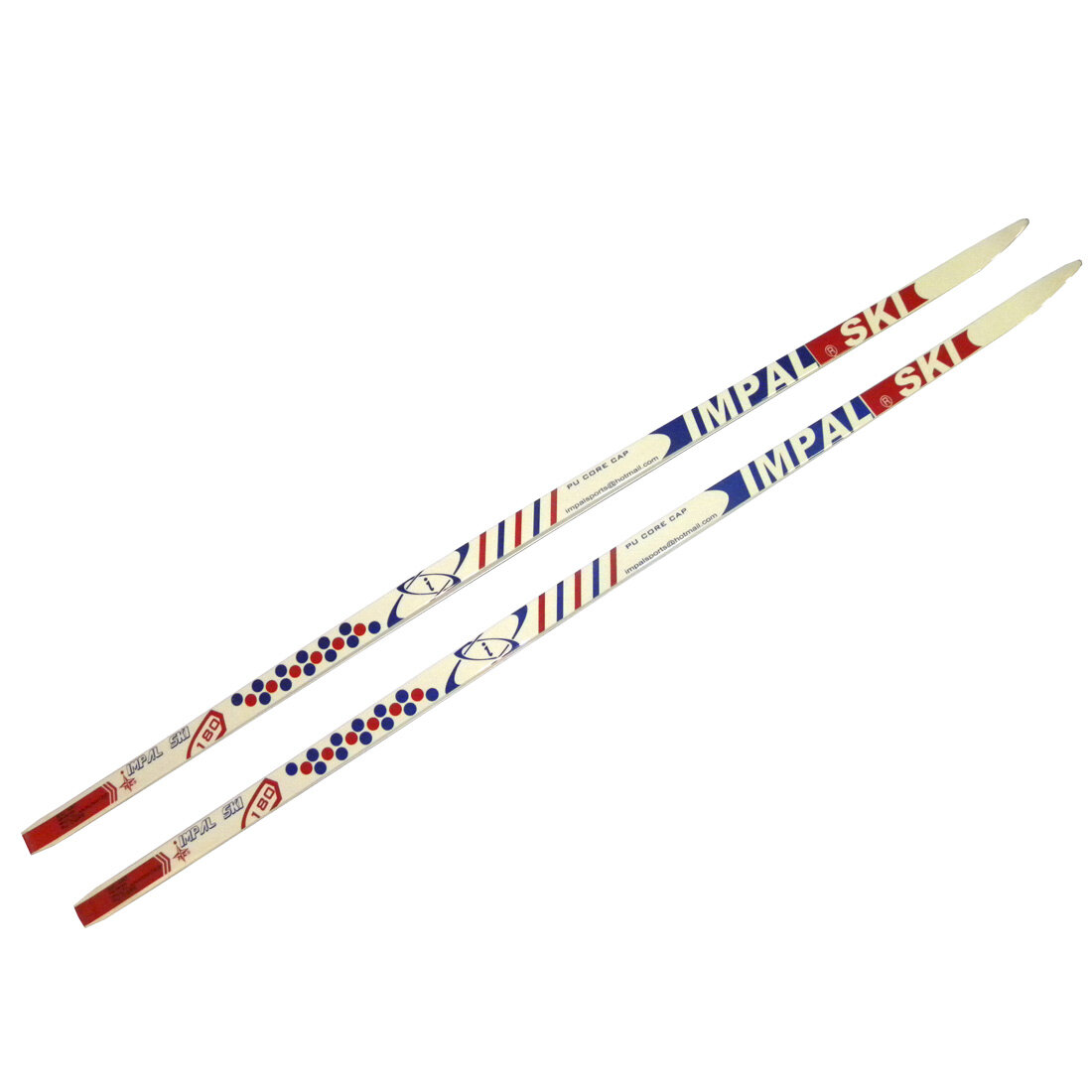 Лыжи беговые Impal 180 см Wax (гладкие без насечек). Цвет: белый/красный/синий.