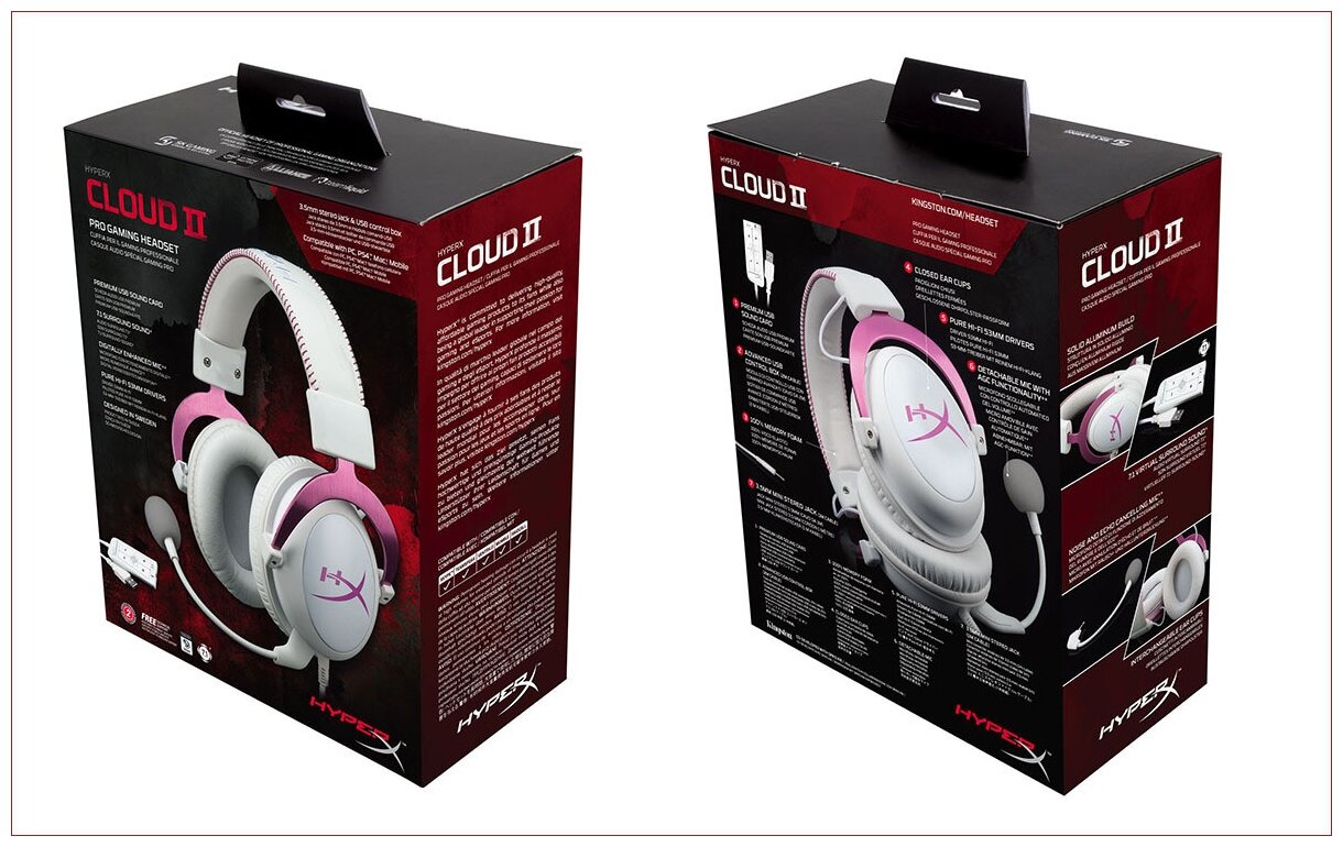 Проводные наушники HyperX Cloud II, pink — фото 1