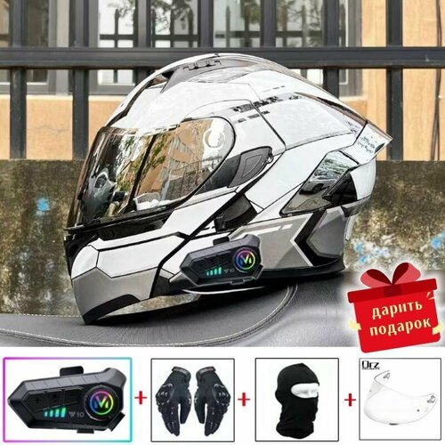 Мотоциклетный шлем ORZ; комплект из четырех частей; Бесплатные прозрачные линзы