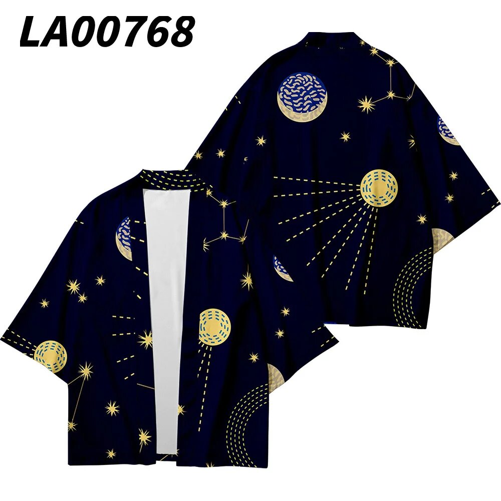 Женское и мужское свободное кимоно bebovizi 5XL, 5XL, Темно-синий, Женский