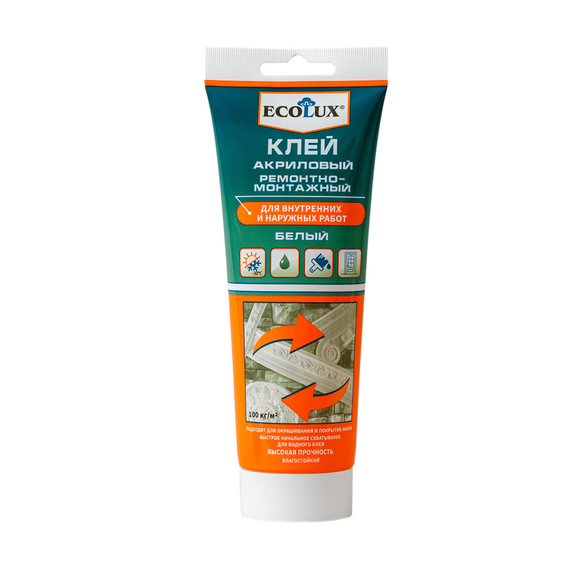 Клей акриловый ремонтно-монтажный Ecolux туба 200 мл белый 1шт