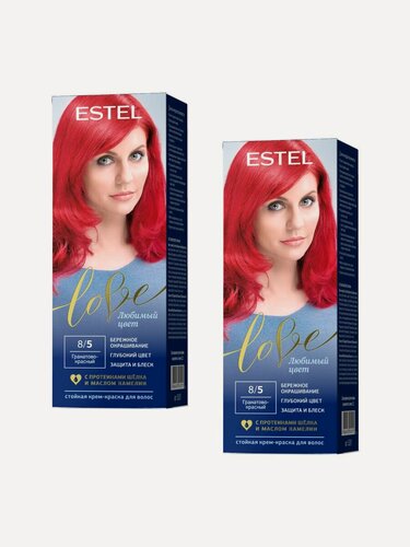 Изображение товара ESTEL Стойкая крем-краска LOVE, тон 8/5 Гранатово-красный (набор, 2шт.)