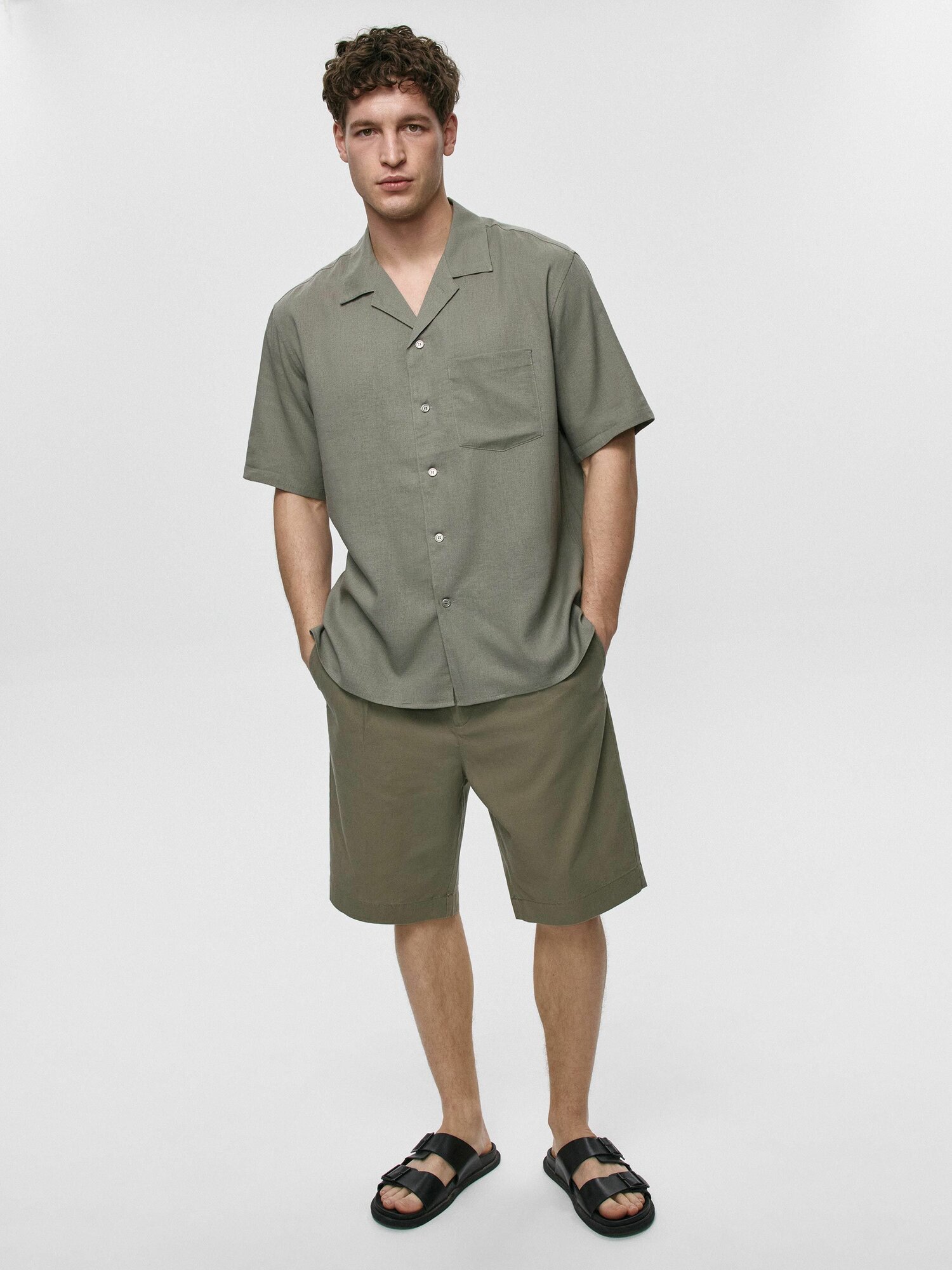 Рубашка Sela Рубашка мужская, размер L, светлый хаки — фото 1