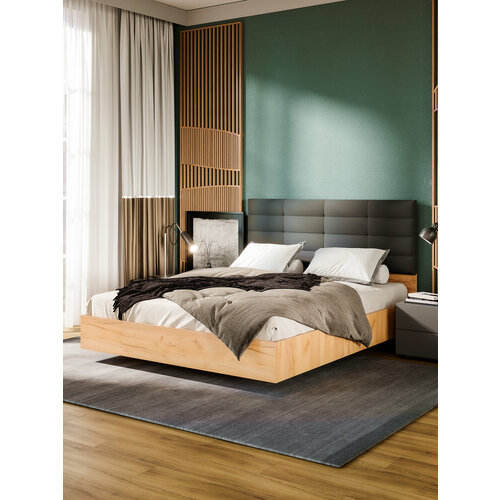 Кровать двуспальная Бетта,160х200, без подъемного механизма, велюр серый