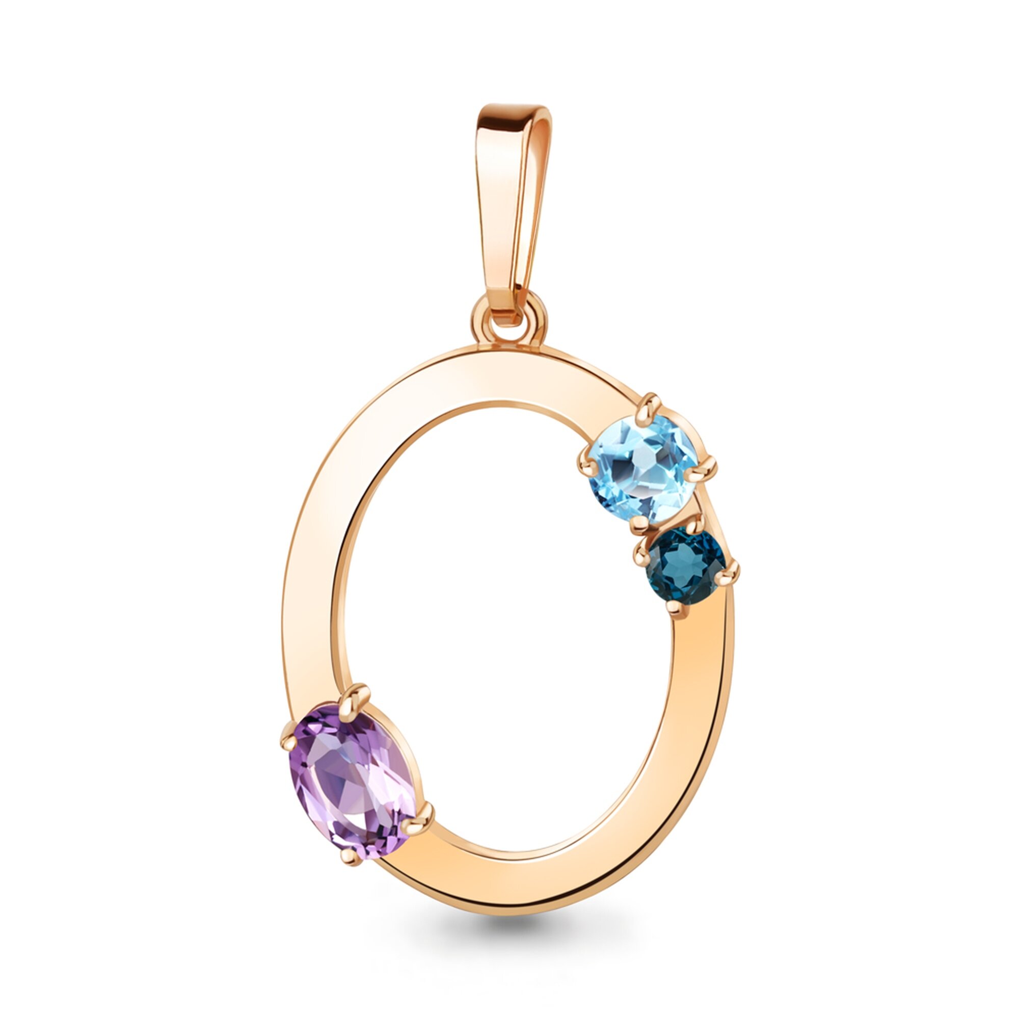 Подвеска, серебро, 925 проба, золочение, аметист, топаз, Лондон топаз