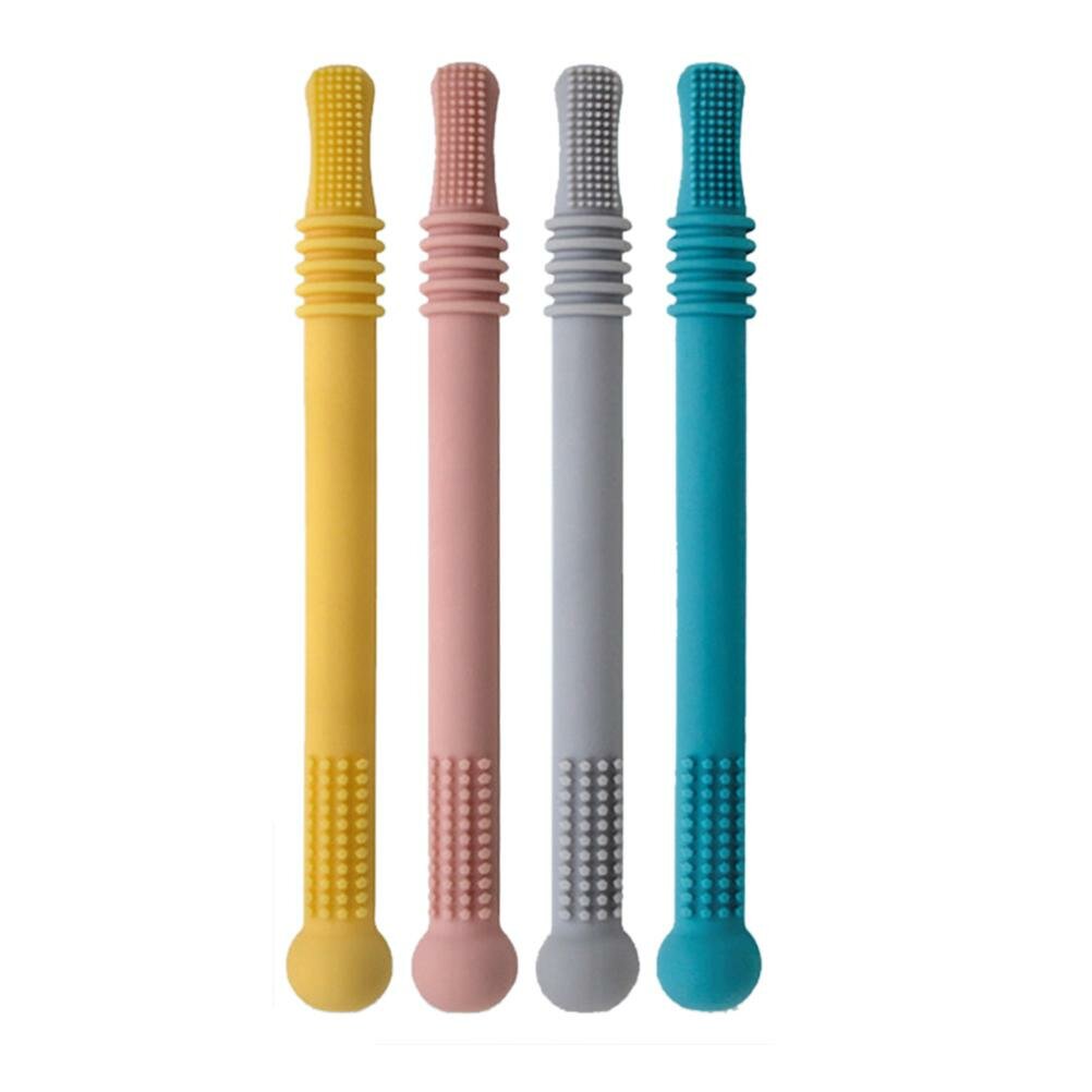 Hollow Teether Tubes Silicone Baby Teething Toys Chew Straw Toy for Infant