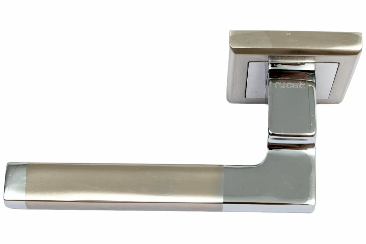 Комплект дверных ручек Rucetti RAP 17-S SN/CP-IND цвет бел. никель/хром, 2 шт. — фото 1