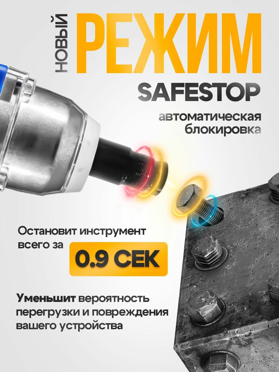 Гайковерт аккумуляторный ударный Schwarz бесщеточный усиленный 1800 НМ, 7000 об/мин, 2 мощных аккумулятора 24В, 6000 Ам/ч, быстрая зарядка, в кейсе — фото 1