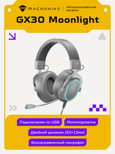Изображение товара Игровые проводные наушники Machenike GX30 Moonlight JJ02GC00HRU, подсветка, двойной динамик, микрофон