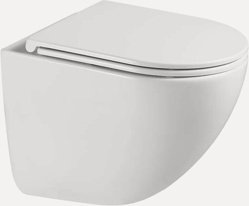 Изображение товара Унитаз подвесной Vincea Bien VT1-51T с микролифтом, безободковый, без бачка, антивсплеск, фарфоровый, белый, глянцевый, овальный, сиденье для унитаза в комплекте