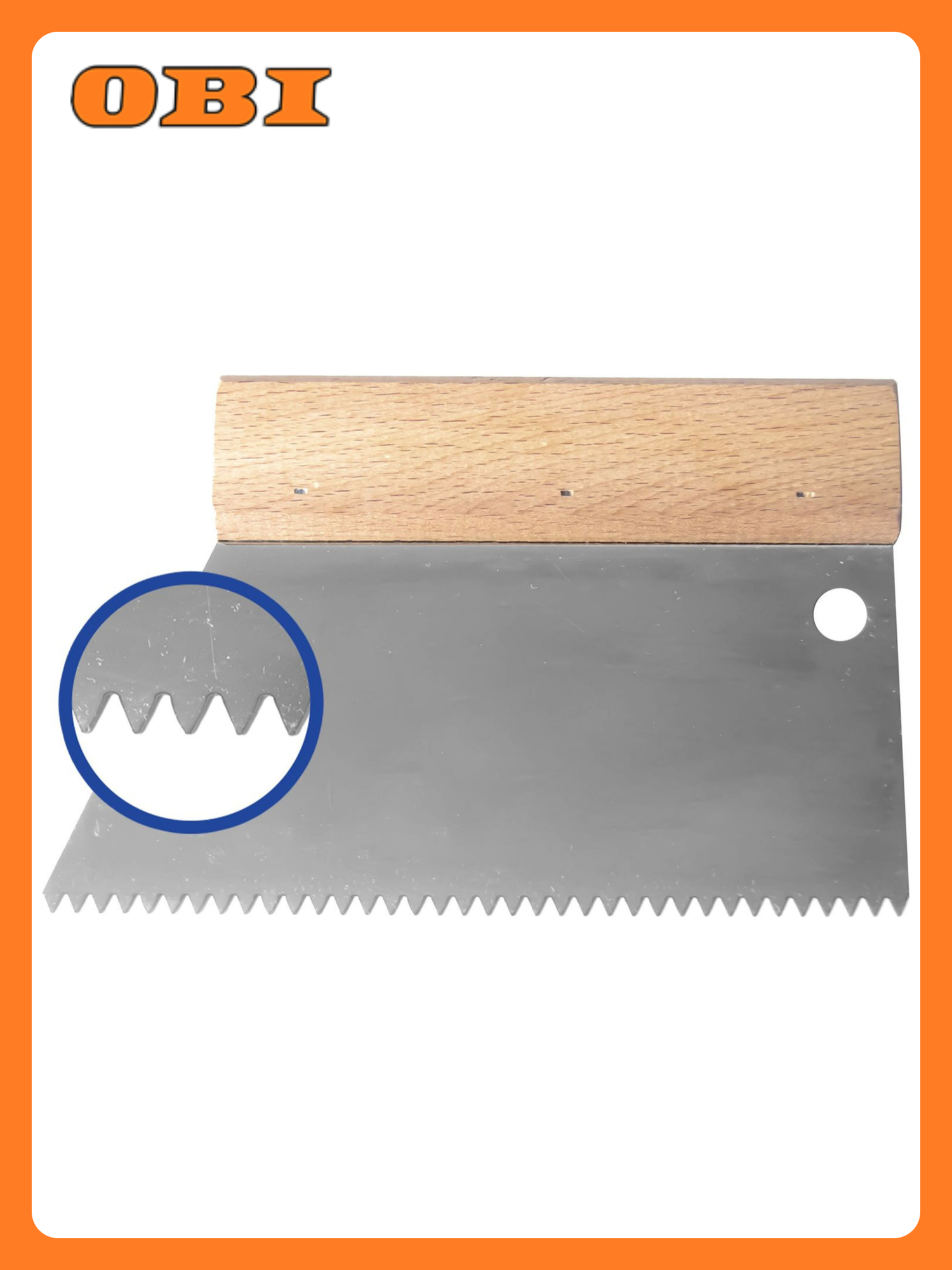 Шпатель зубчатый Dominus интек нержавеющая сталь деревянная ручка 180мм