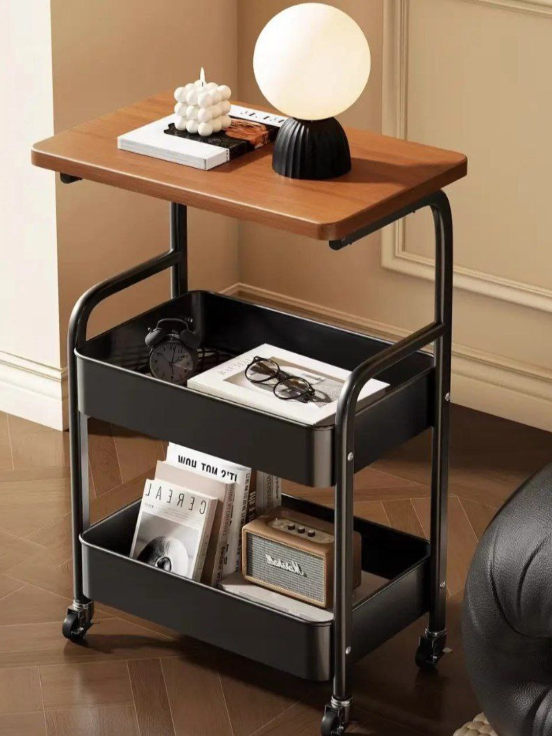 Мобильный компактный компьютерный стол на колёсах — чёрный, для дома и офиса