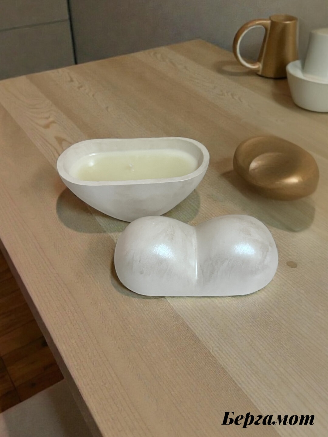 Декоративная свеча "Сердце", натуральный воск, фигурная, белая — фото 1