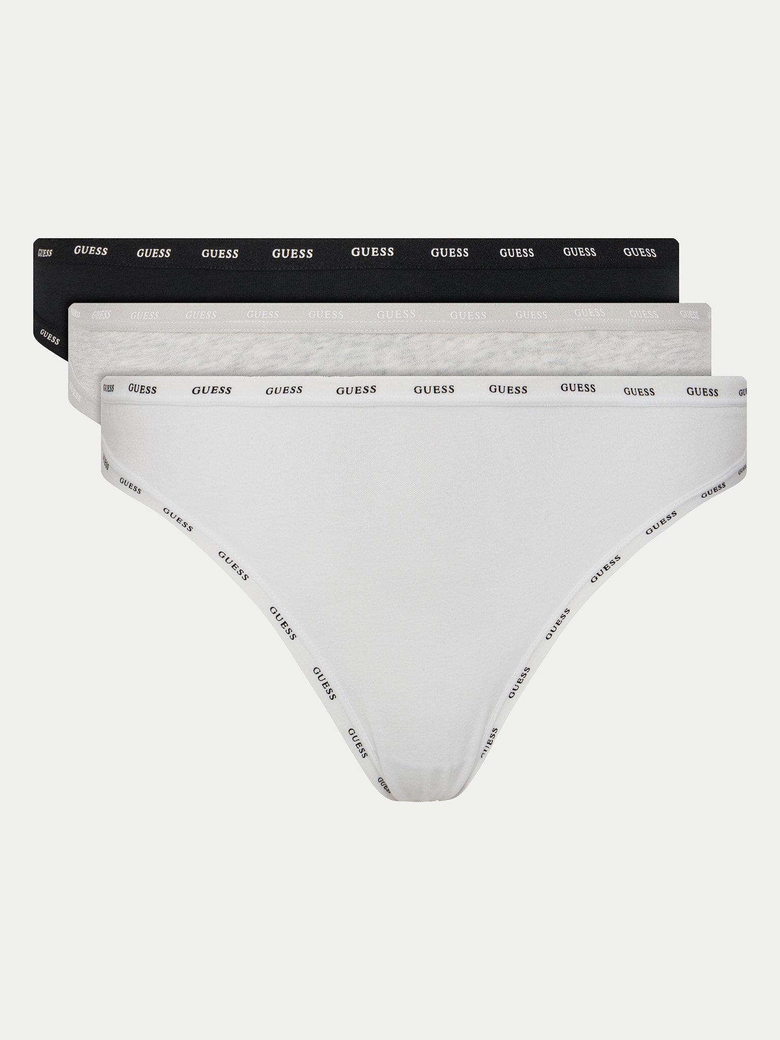 Трусы GUESS 3 PACK BASIC THONG, комплект из 3 шт., размер M, черный/серый