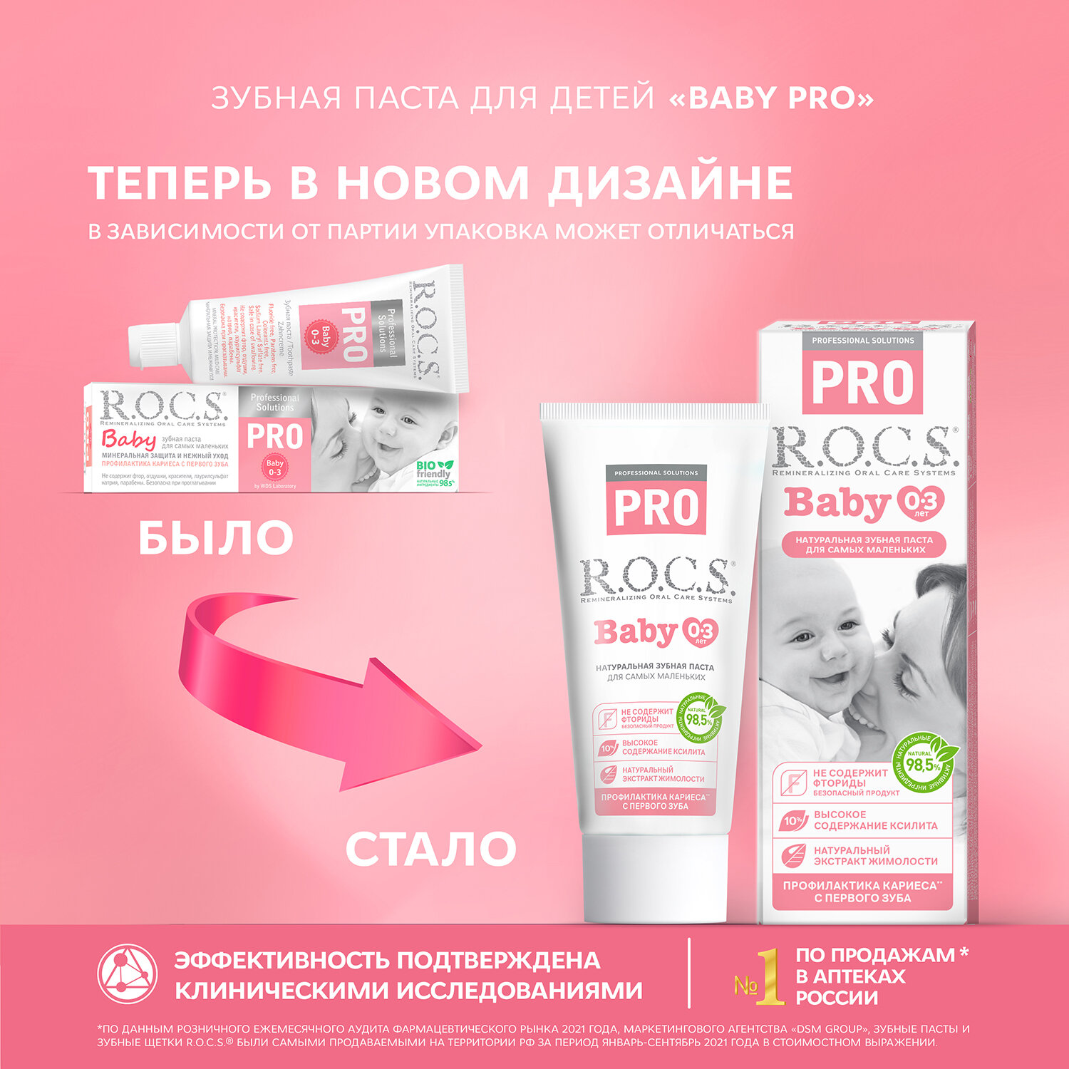 Зубная паста R.O.C.S. PRO Baby Минеральная защита и нежный уход 45 гр