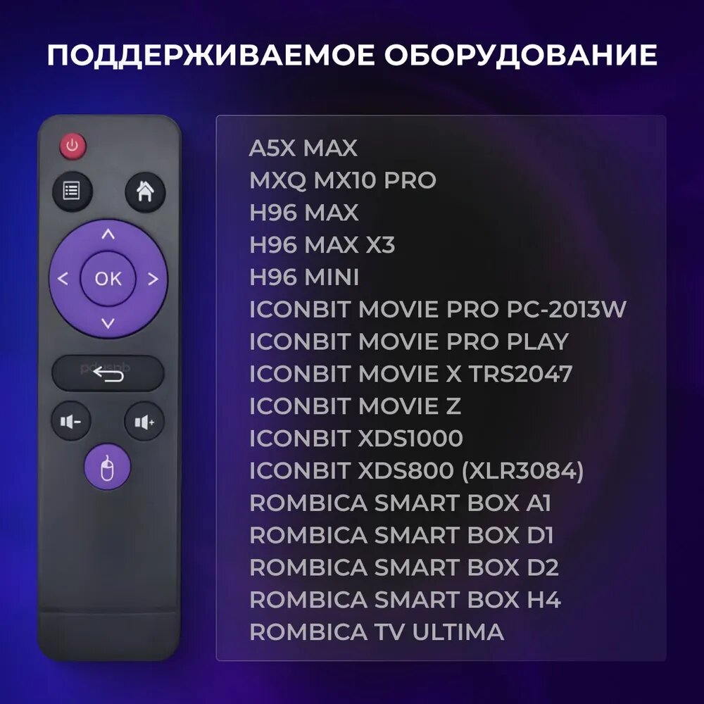 Пульт ду для приставки Rombica, MXQ, IconBIT Smart Tv / TV BOX A95X R5 для DVB-T2 ресивера Ромбика / Иконбит Смарт ТВ с аэромышью