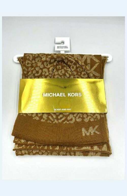 Шапка бини MICHAEL KORS, размер OS, коричневый