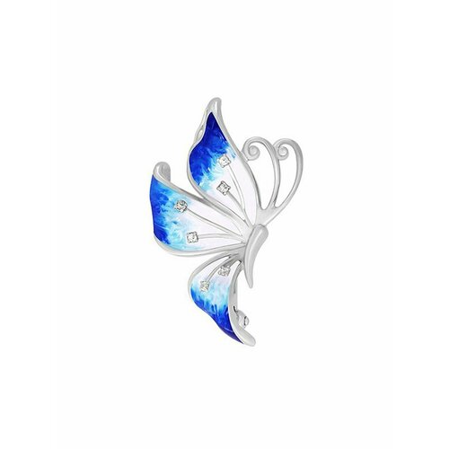 Брошь GOLD CENTER, серебро, 925 проба, родирование, фианит