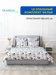 Комплект постельного белья SKANDIA design by Finland 1,5 спальный Микро Сатин, 2 наволочки, X155 Растения и птицы