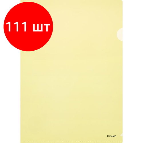 Комплект 111 штук, Папка уголок Комус А4 180мкм (желтый) папка уголок а4 180мкм пластиковая желтый количество в наборе 30 шт