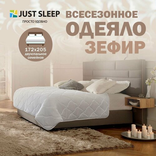 Одеяло всесезонное 2 спальное 172х205 "Зефир" теплое и семейное, с гипоаллергенным наполнителем экофайбер белый, размер 2, спальный