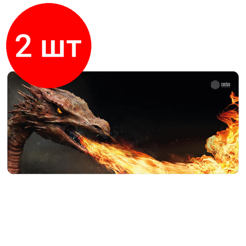 Комплект 2 штук, Коврик для мыши Cactus CS-MP-PRO06XXL Fire Dragon XXL 900x400x3мм