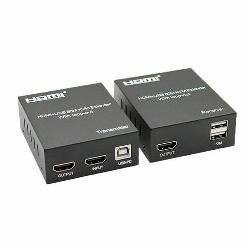 Orient переходник VE049, HDMI KVM extender Tx+Rx , HDMI+USB+Audio удлинитель до 60 м по витой паре Cat5e 6, HDMI 1.4, 4K@30Hz 1080p@60Hz, HDCP 31211