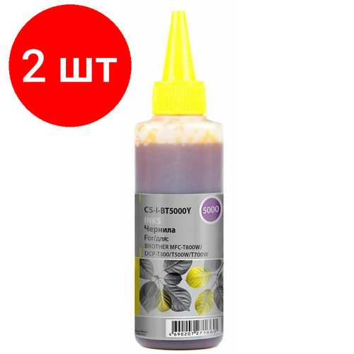 комплект 5 штук чернила brother bt5000m пур для dcp t300 t500w t700w Комплект 2 штук, Чернила Cactus CS-I-BT5000Y жел. 100мл для Brother DCP-T300/T500W/T700W