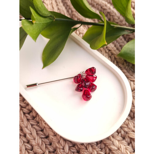 Брошь SPEKTOR_V Дизайнерская брошь Гранат, бордовый, красный