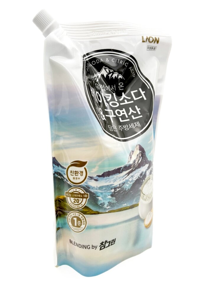 Lion Средство для мытья посуды с содой и лимонной кислотой Chamgreen Baking Soda & Citric Acid, 1200 мл — фото 1