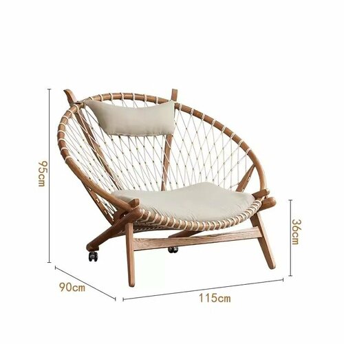 Дизайнерское современное кресло Hans J Wegner Style PP 130 Hoop Chair (светлый орех светлая ткань, оригинальное качество)