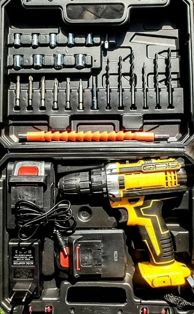 фото Ударный шуруповёрт 18V дрель аккумуляторная Li Ion 20v по приборам с набором инструмента