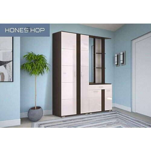 Прихожая Арконт ЛДСП/МДФ корпус венге цава, фасад белый, 170х62х200