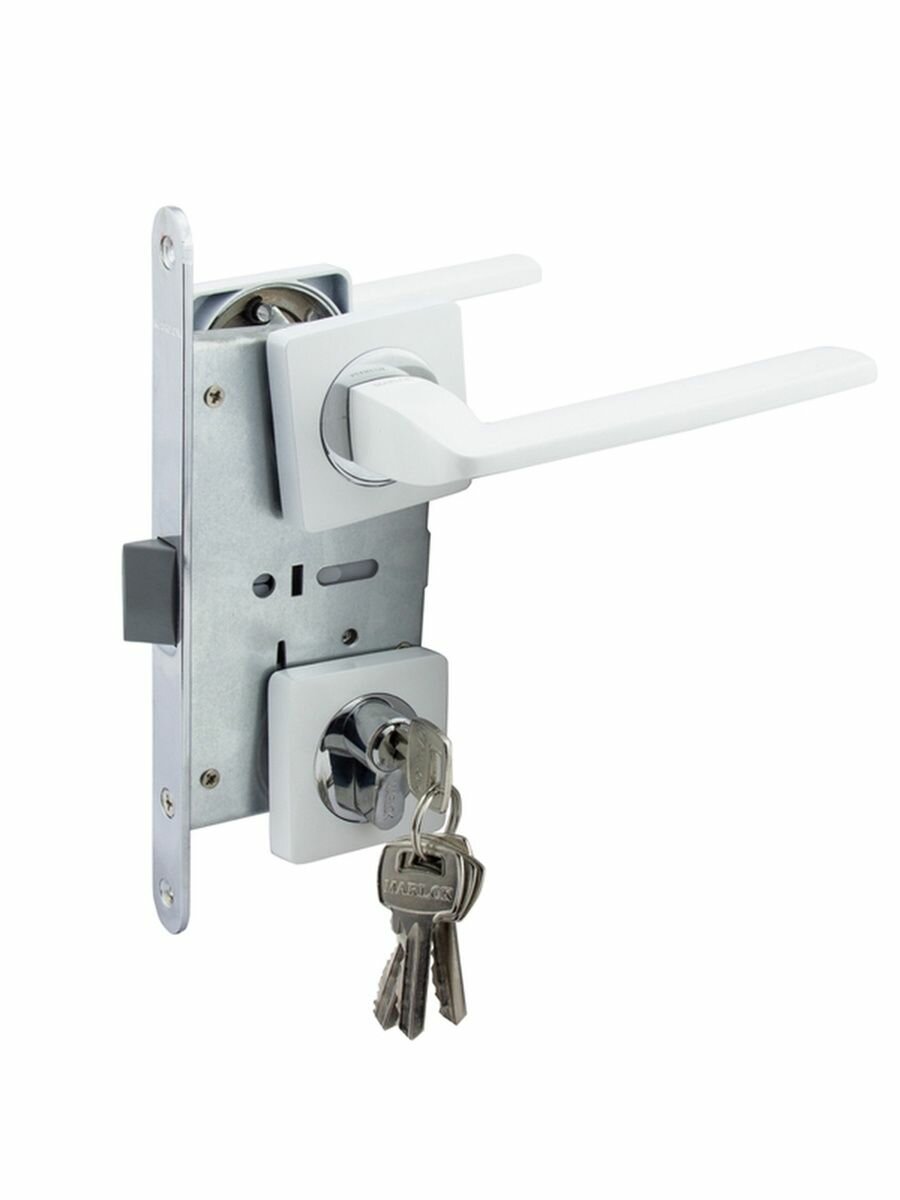 Замок врезной MARLOK 85/5295-ЦМ60 межосевое 85 мм (Тип 4) WW (глянцевый белый)