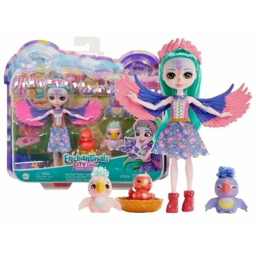 Кукла с питомцами Mattel Enchantimals, Зяблик Филии Финч и 3 птенца