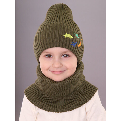 фото Шапка бини поляярик, размер 50-52, мультиколор, хаки