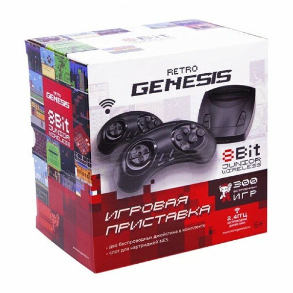 Игровая приставка Retro Genesis 8 Bit Junior Wireless + 300 игр, модель ZD-03A (AV кабель, 2 беспроводных джойстика)