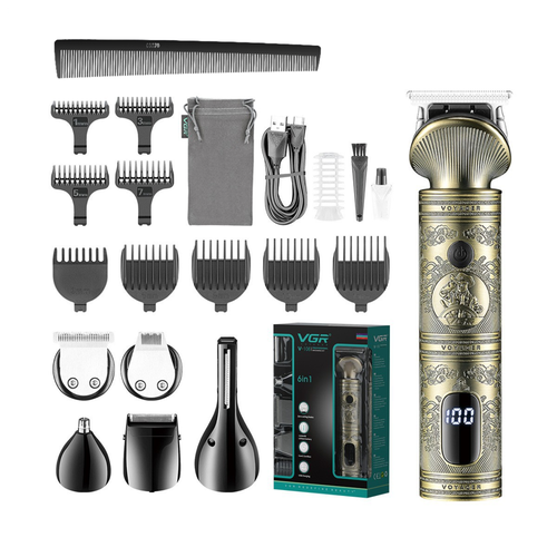 Триммер для бороды и усов набор 6 в 1 триммер для головы носа и ушей 2337₽