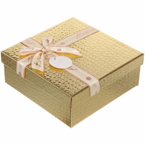 Коробка подарочная «Текстура» 21*21*8,5 см, шампань