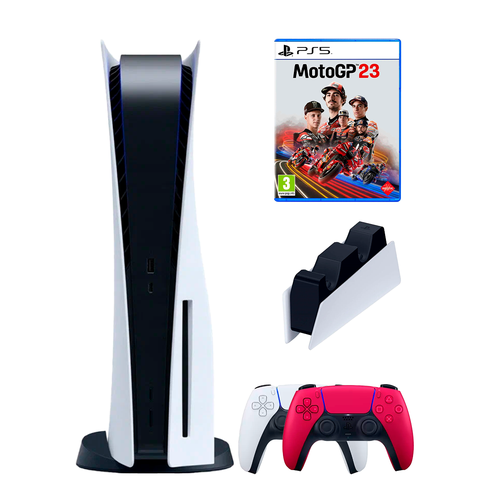 PS5 (ПС5) Игровая приставка Sony PlayStation 5 ( 3-я ревизия) + 2-й геймпад(красный) + зарядное + MotoGP 23