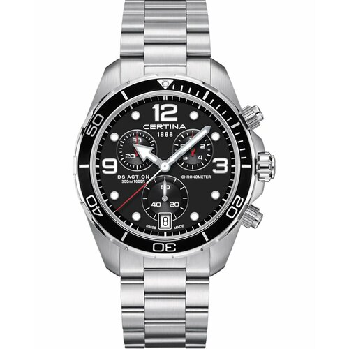 Наручные часы Certina Aqua, серебряный, черный наручные часы certina c032 607 48 051 00
