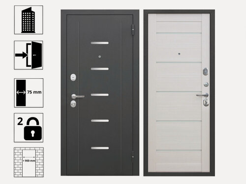 Изображение товара Дверь Ferroni "Гарда муар", 7,5 см, МДФ, металл, цвет муар, 860х2050 мм